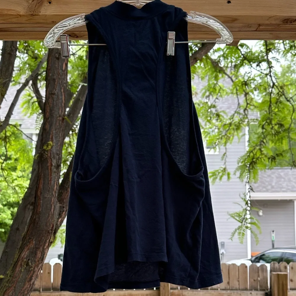 Anthropologie Electric & Rose NWOT Mock Neck Dark Blue Muscle Tank Large - Picture 6 of 12